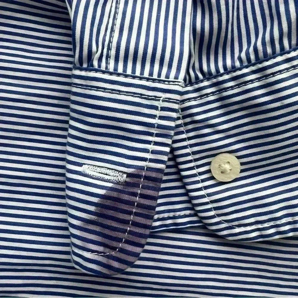 Lauren Ralph Lauren Women Embellished Button Up Striped Shirt Sz L - Picture 2 of 9